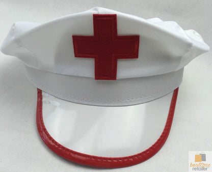 NURSE HAT Doctor Fancy Halloween Party Costume Accessory Cap - White/Red V563-60010
