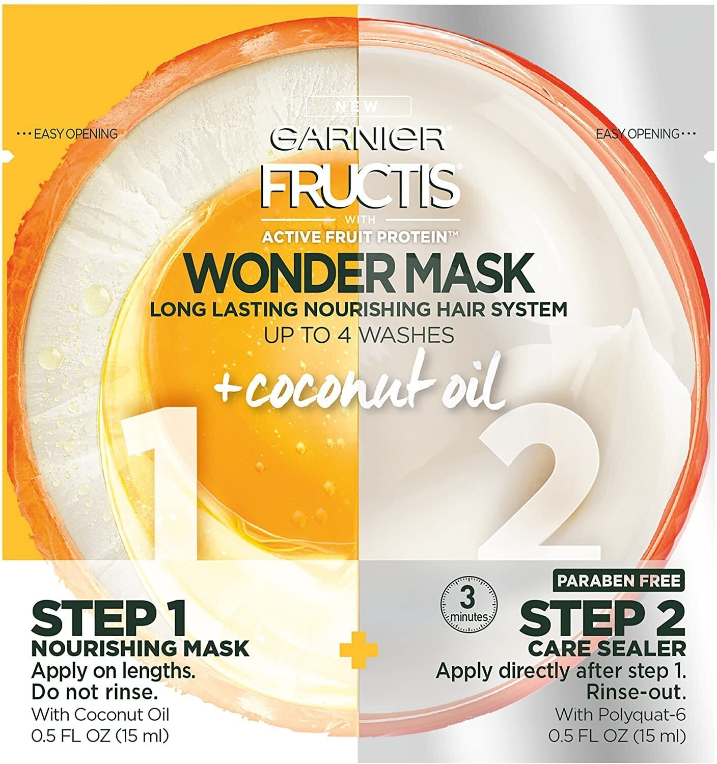 Garnier Fructis 15m L X2 Wonder Mask 2 Steps Nourishing Mask + Care Sealer V563-603084544615