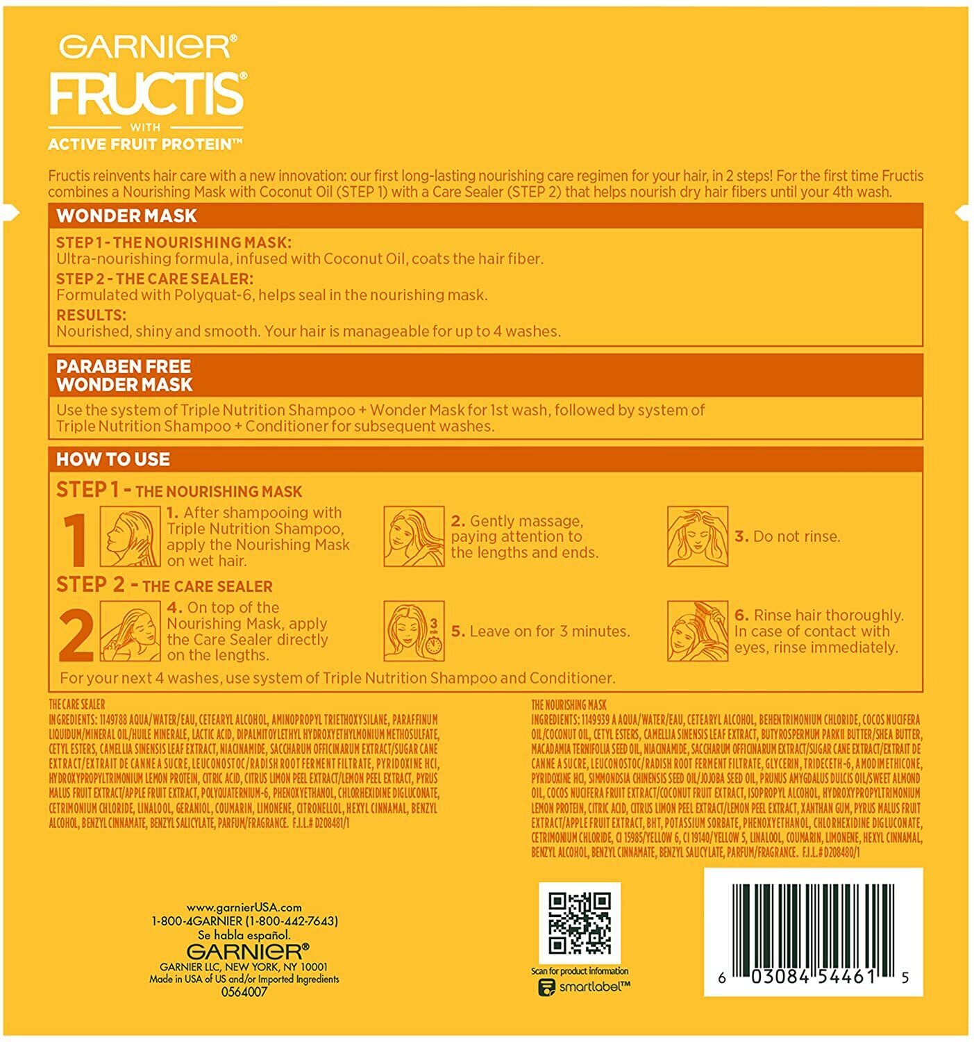 Garnier Fructis 15m L X2 Wonder Mask 2 Steps Nourishing Mask + Care Sealer V563-603084544615
