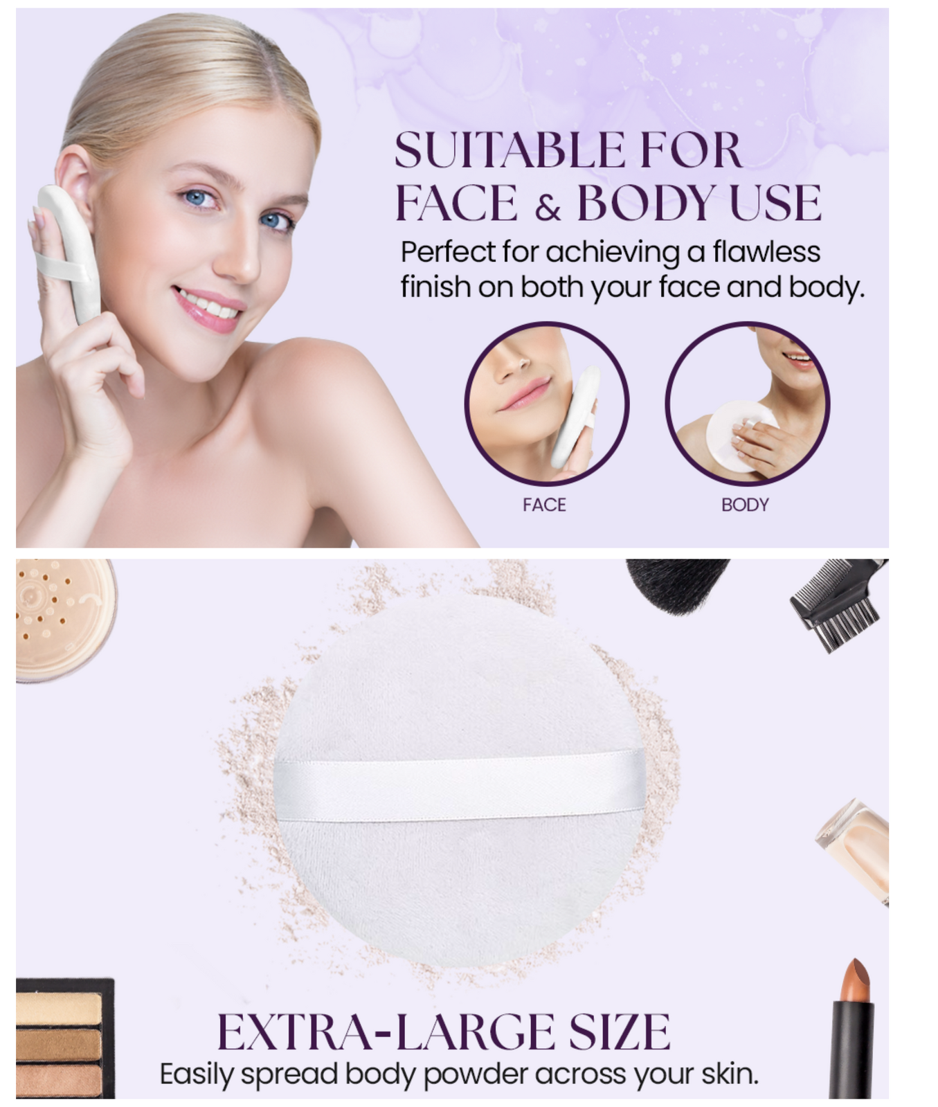 4.5" Jumbo Extra Large Powder Puff 100% Pure Cotton Soft Fluffy Washable For Makeup V563-631145993225