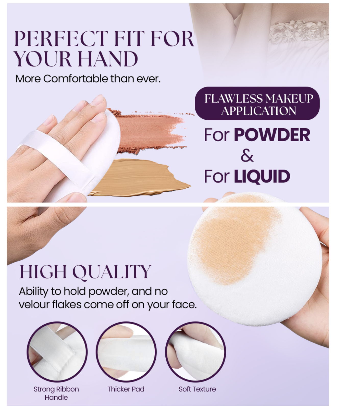 4.5" Jumbo Extra Large Powder Puff 100% Pure Cotton Soft Fluffy Washable For Makeup V563-631145993225