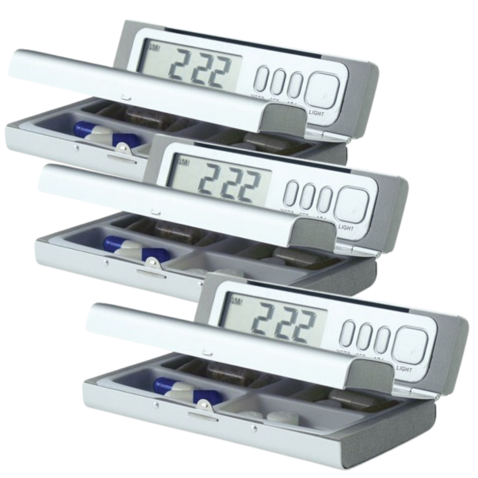 3x TravelPal Pill Box Dispenser Case Medicine Tablet Travel Organizer w/ Alarm V563-63_503-3PCS