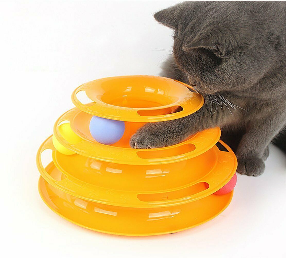 Funny Cat Toy Plastic Tower Interactive Track Ball Playing Game - Assorted Colours V563-66064