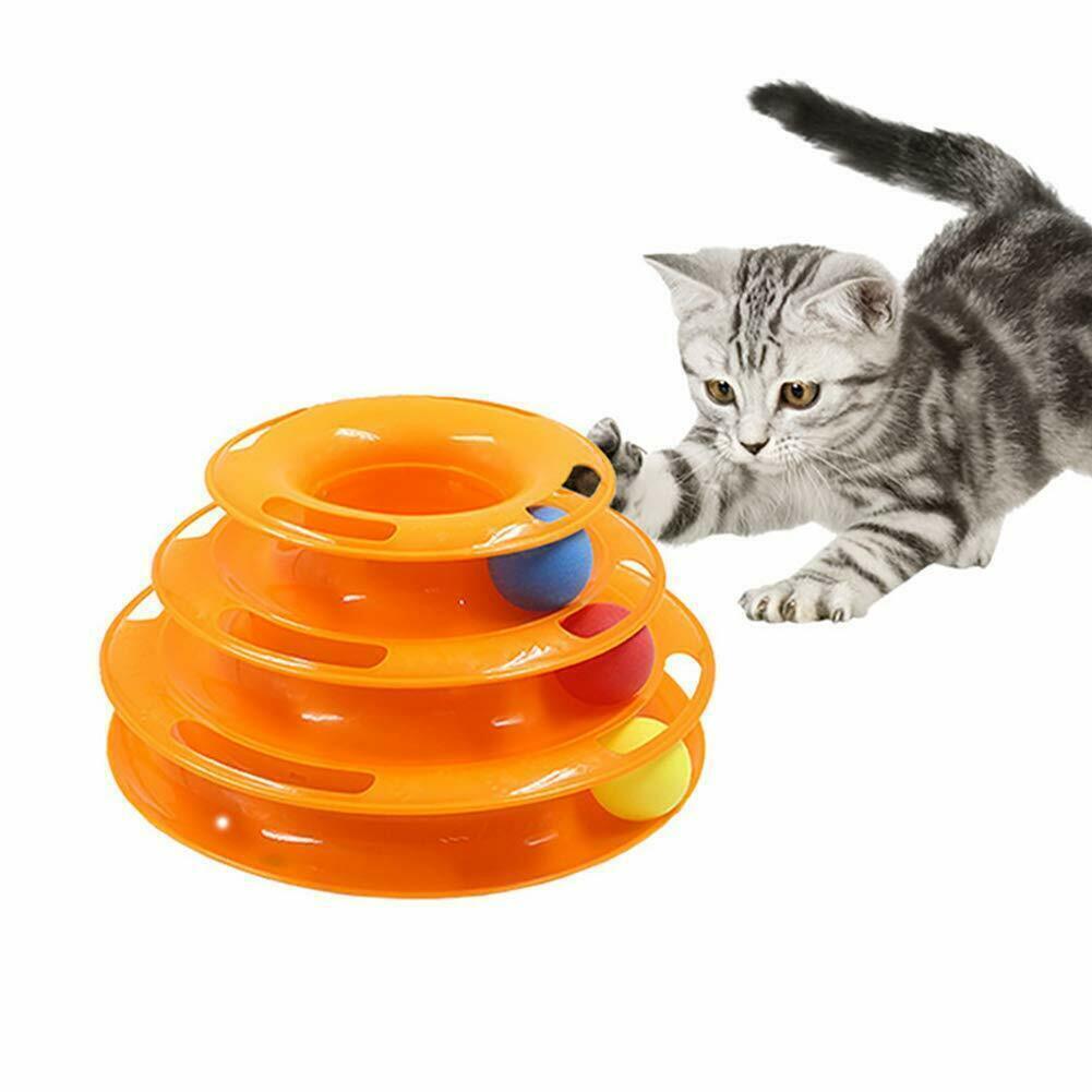 Funny Cat Toy Plastic Tower Interactive Track Ball Playing Game - Assorted Colours V563-66064