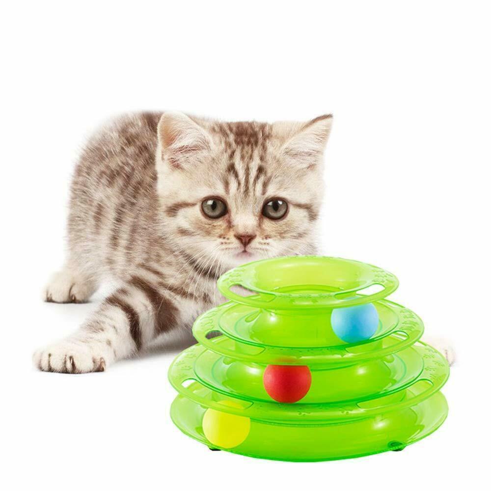 Funny Cat Toy Plastic Tower Interactive Track Ball Playing Game - Assorted Colours V563-66064