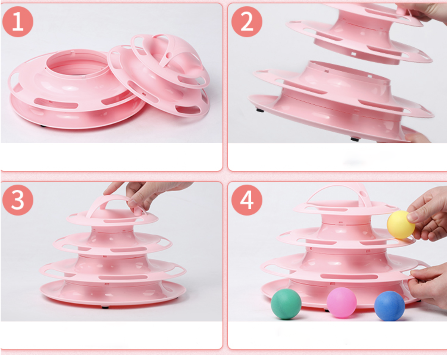 Funny Cat Toy Plastic Tower Interactive Track Ball Playing Game - Assorted Colours V563-66064