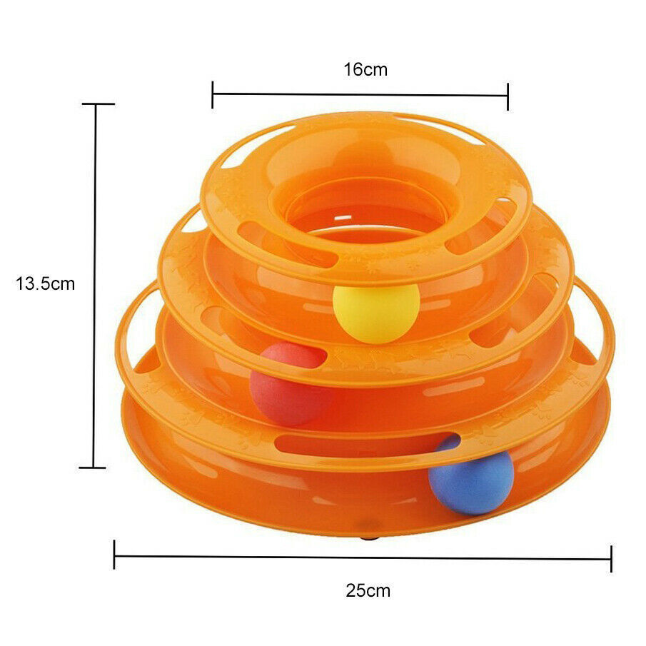 Funny Cat Toy Plastic Tower Interactive Track Ball Playing Game - Assorted Colours V563-66064
