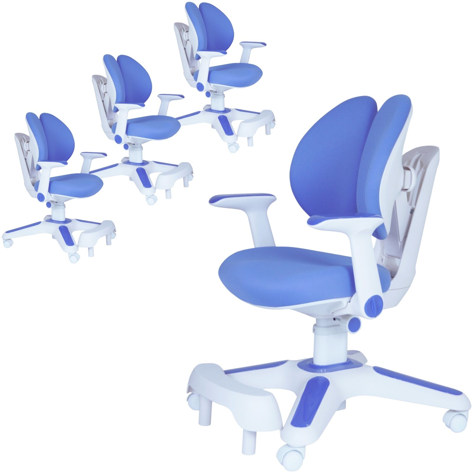 Ergonomic Children Kids Study Chair Set of 4 Height Adjustable - Blue V563-68303_4X