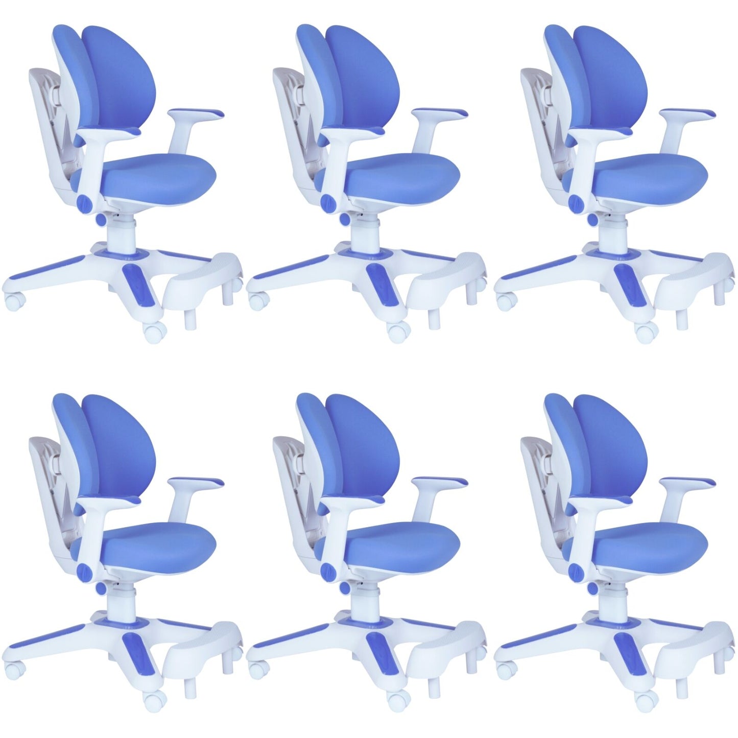 Ergonomic Children Kids Study Chair Set of 6 Height Adjustable - Blue V563-68303_6X