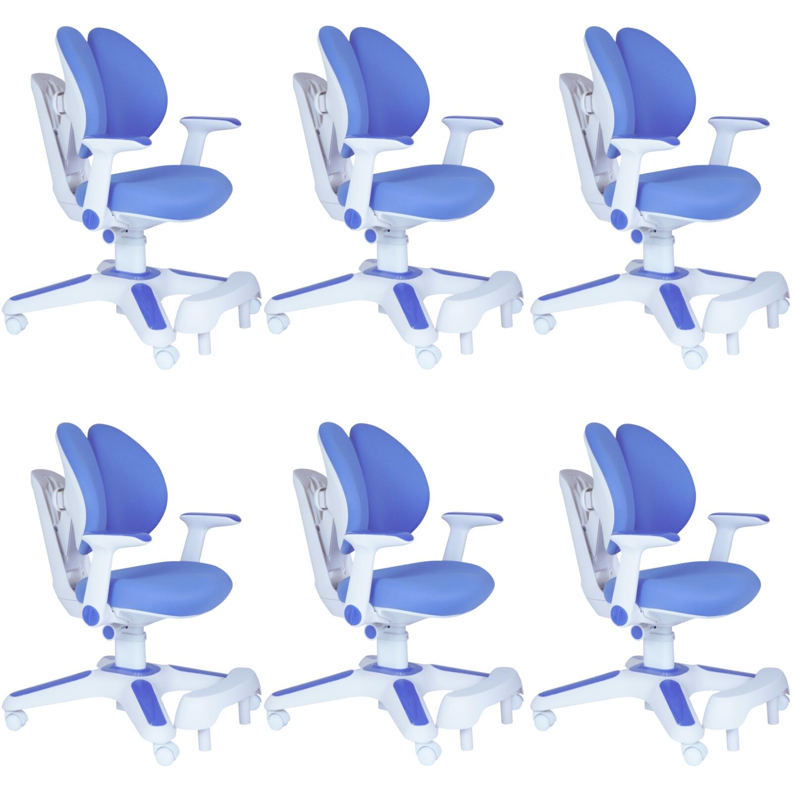 Ergonomic Children Kids Study Chair Set of 6 Height Adjustable - Blue V563-68303_6X
