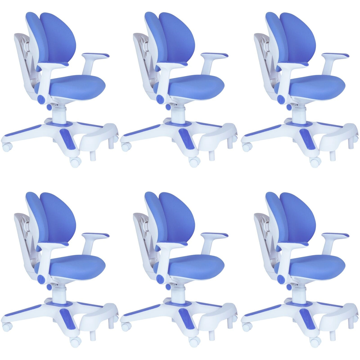 Ergonomic Children Kids Study Chair Set of 6 Height Adjustable - Blue V563-68303_6X