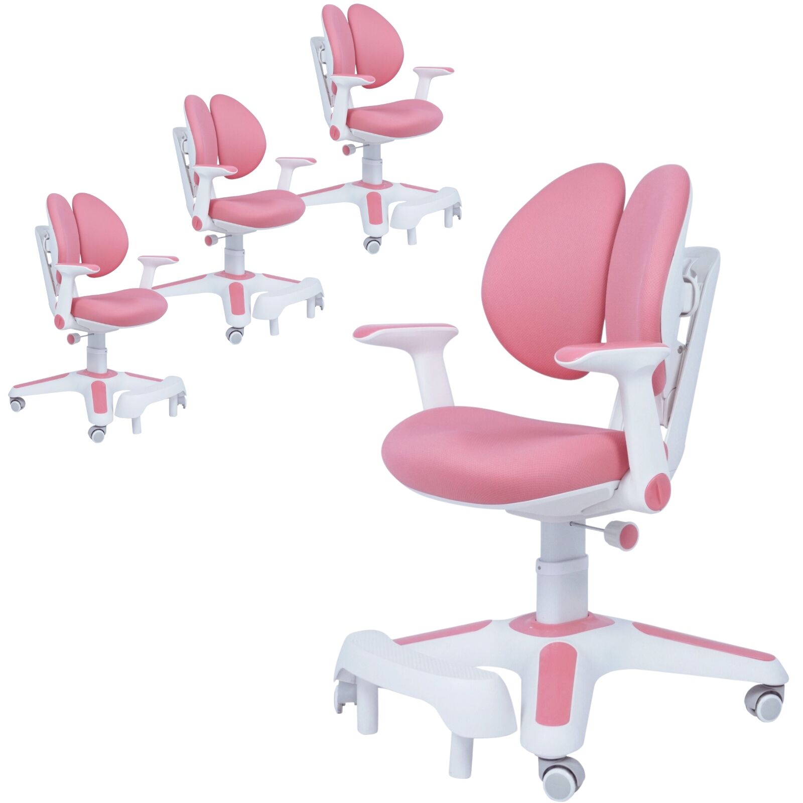 4x Ergonomic Children Kids Study Chairs Height Adjustable - Pink V563-68304_4X
