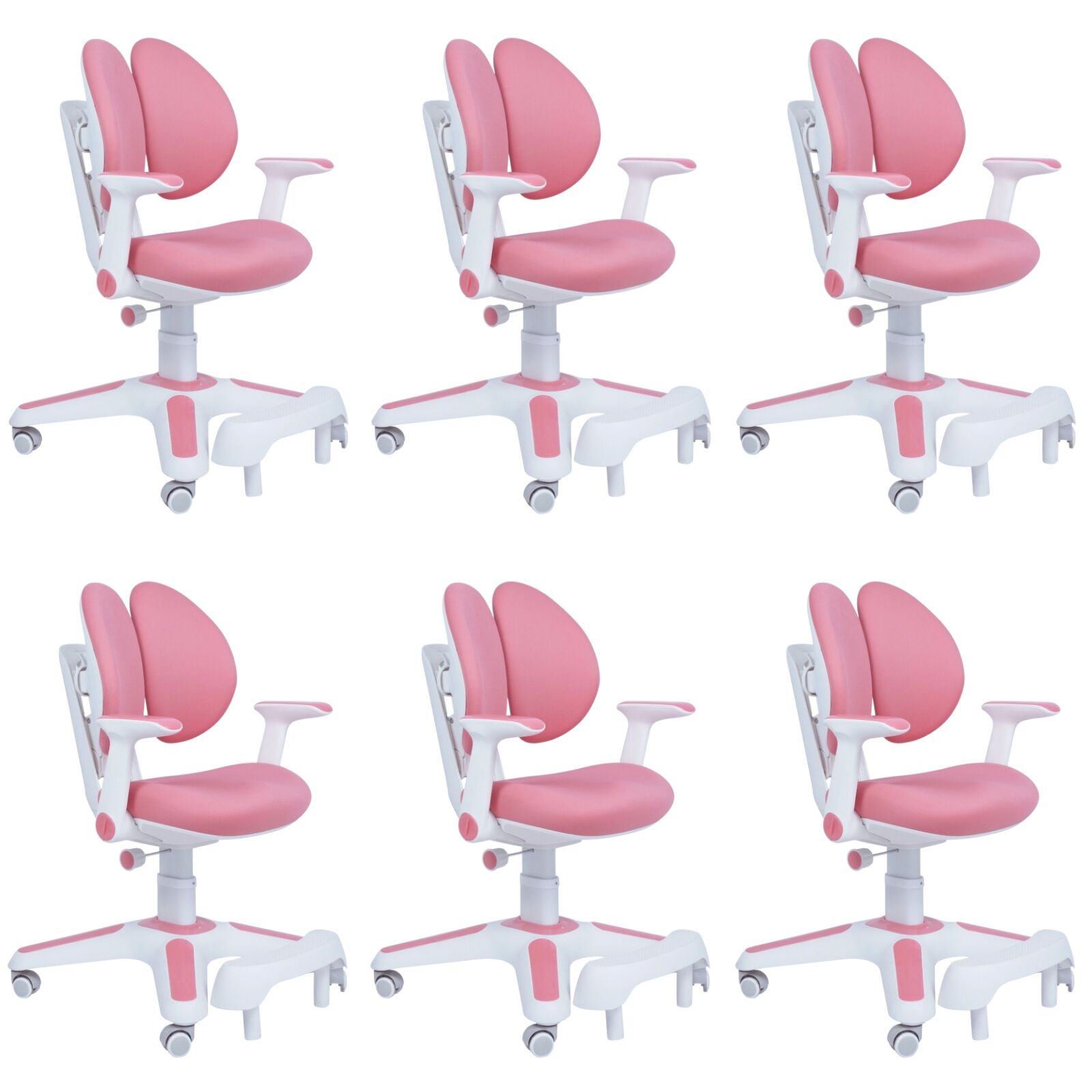 6x Ergonomic Children Kids Study Chairs Height Adjustable - Pink V563-68304_6X