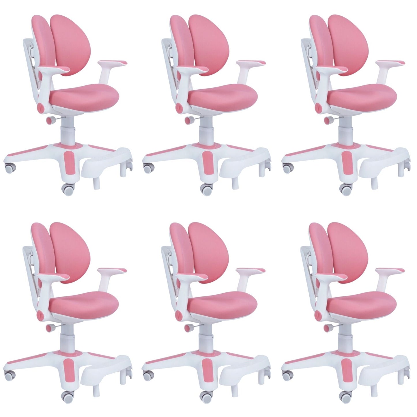 6x Ergonomic Children Kids Study Chairs Height Adjustable - Pink V563-68304_6X