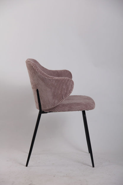 Set of 6 Dining Chairs with Corduroy Cord Fabric in Pink V563-68405_3X