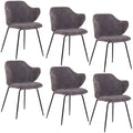 Set of 6 Dining Chairs with Corduroy Cord Fabric in Dark Grey Lincoln V563-68406_3X