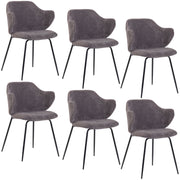 Set of 6 Dining Chairs with Corduroy Cord Fabric in Dark Grey Lincoln V563-68406_3X