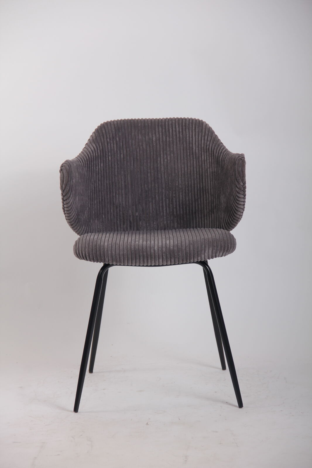 Set of 6 Dining Chairs with Corduroy Cord Fabric in Dark Grey Lincoln V563-68406_3X