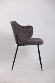 Set of 6 Dining Chairs with Corduroy Cord Fabric in Dark Grey Lincoln V563-68406_3X