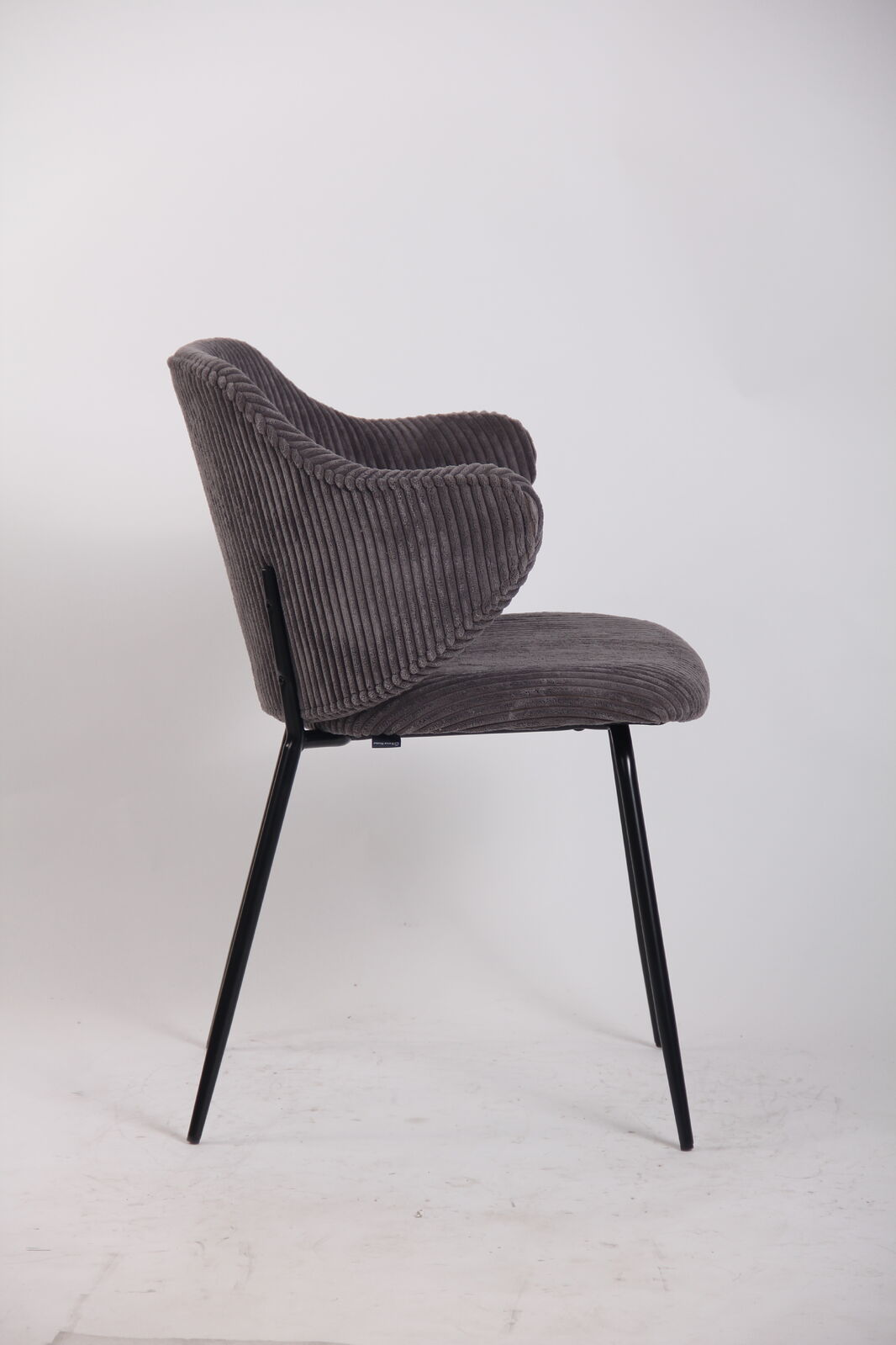 Set of 6 Dining Chairs with Corduroy Cord Fabric in Dark Grey Lincoln V563-68406_3X