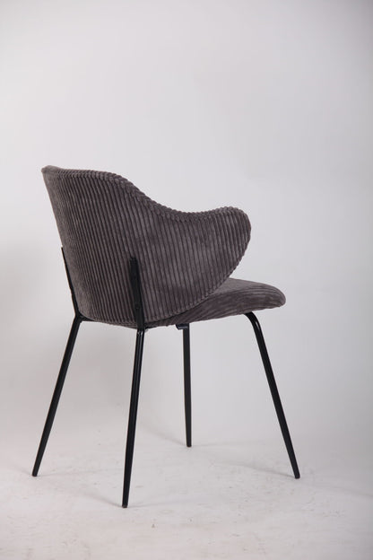 Set of 6 Dining Chairs with Corduroy Cord Fabric in Dark Grey Lincoln V563-68406_3X