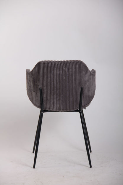 Set of 6 Dining Chairs with Corduroy Cord Fabric in Dark Grey Lincoln V563-68406_3X