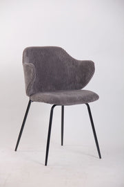 Set of 6 Dining Chairs with Corduroy Cord Fabric in Dark Grey Lincoln V563-68406_3X