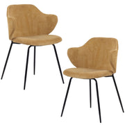 Set of 2 Dining Chairs Corduroy Cord Fabric with Metal Legs in Mustard Yellow V563-68407