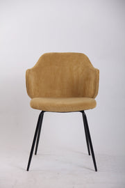 Set of 2 Dining Chairs Corduroy Cord Fabric with Metal Legs in Mustard Yellow V563-68407