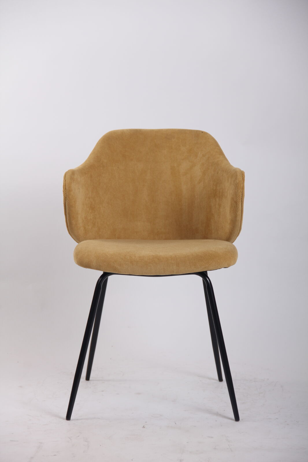 Set of 2 Dining Chairs Corduroy Cord Fabric with Metal Legs in Mustard Yellow V563-68407