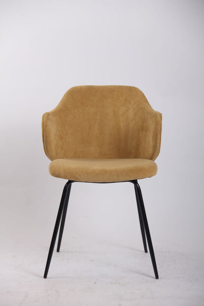 Set of 2 Dining Chairs Corduroy Cord Fabric with Metal Legs in Mustard Yellow V563-68407