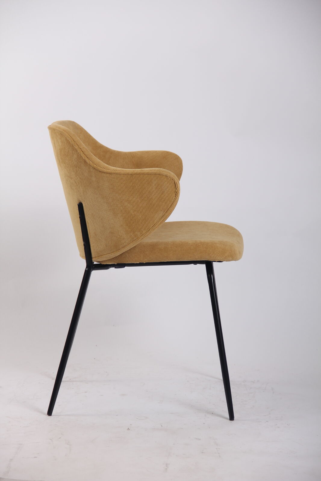Set of 2 Dining Chairs Corduroy Cord Fabric with Metal Legs in Mustard Yellow V563-68407