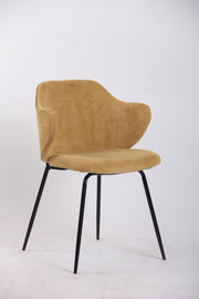Set of 2 Dining Chairs Corduroy Cord Fabric with Metal Legs in Mustard Yellow V563-68407