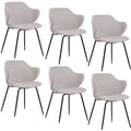 Set of 6 Dining Chairs Fabric with Metal Legs in Ivory Beige V563-68409_3X