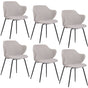 Set of 6 Dining Chairs Fabric with Metal Legs in Ivory Beige V563-68409_3X