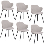Set of 6 Dining Chairs Fabric with Metal Legs in Ivory Beige V563-68409_3X