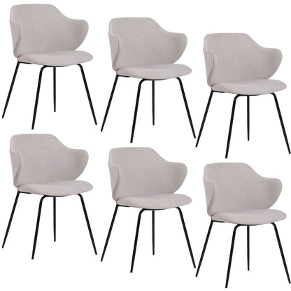 Set of 6 Dining Chairs Fabric with Metal Legs in Ivory Beige V563-68409_3X