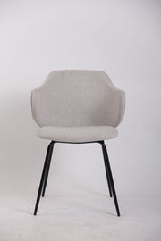 Set of 6 Dining Chairs Fabric with Metal Legs in Ivory Beige V563-68409_3X