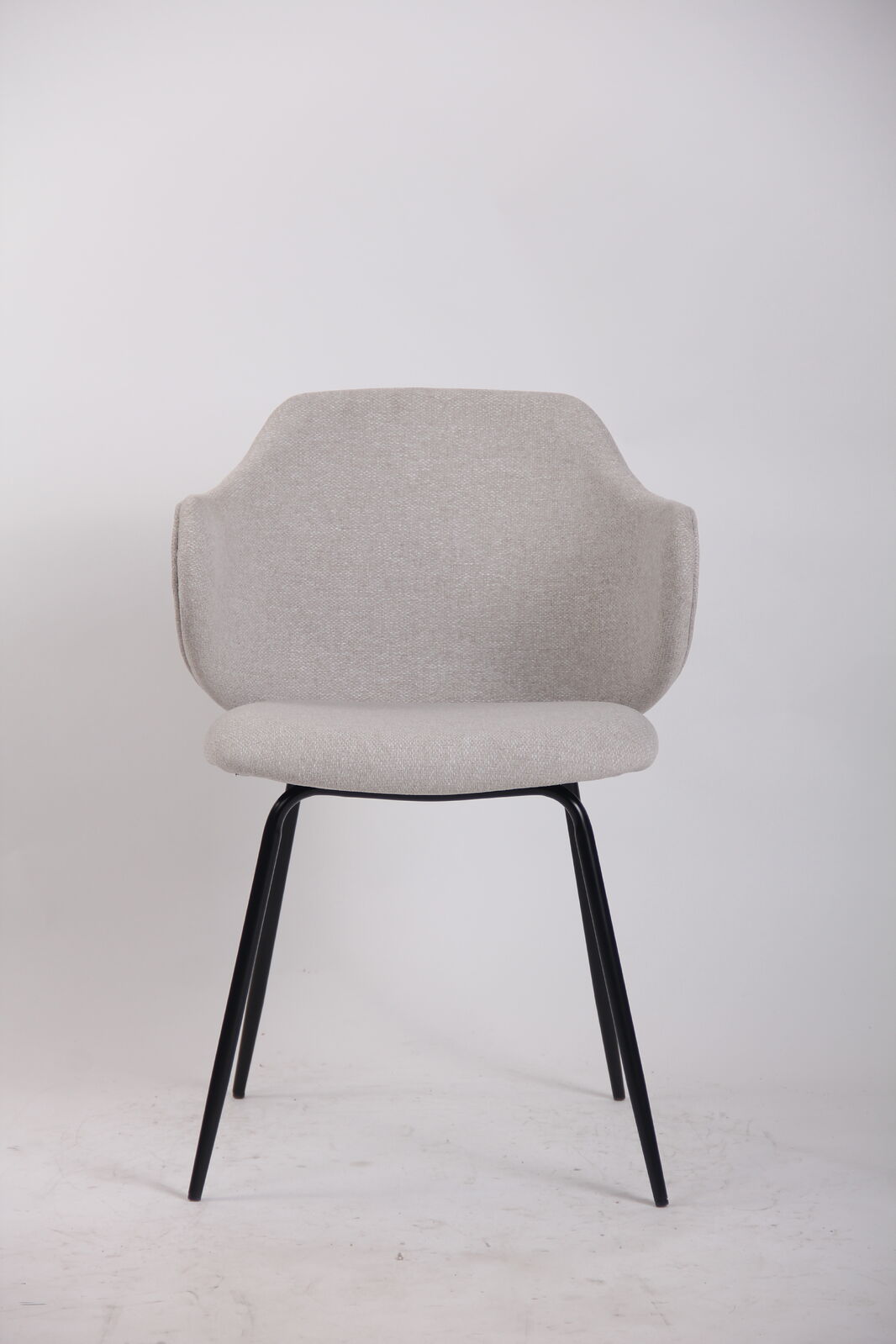Set of 6 Dining Chairs Fabric with Metal Legs in Ivory Beige V563-68409_3X