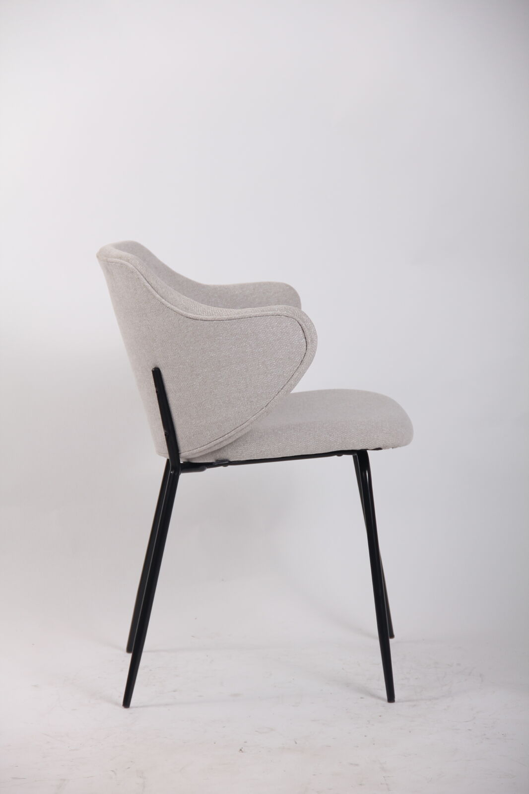 Set of 6 Dining Chairs Fabric with Metal Legs in Ivory Beige V563-68409_3X