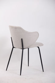 Set of 6 Dining Chairs Fabric with Metal Legs in Ivory Beige V563-68409_3X