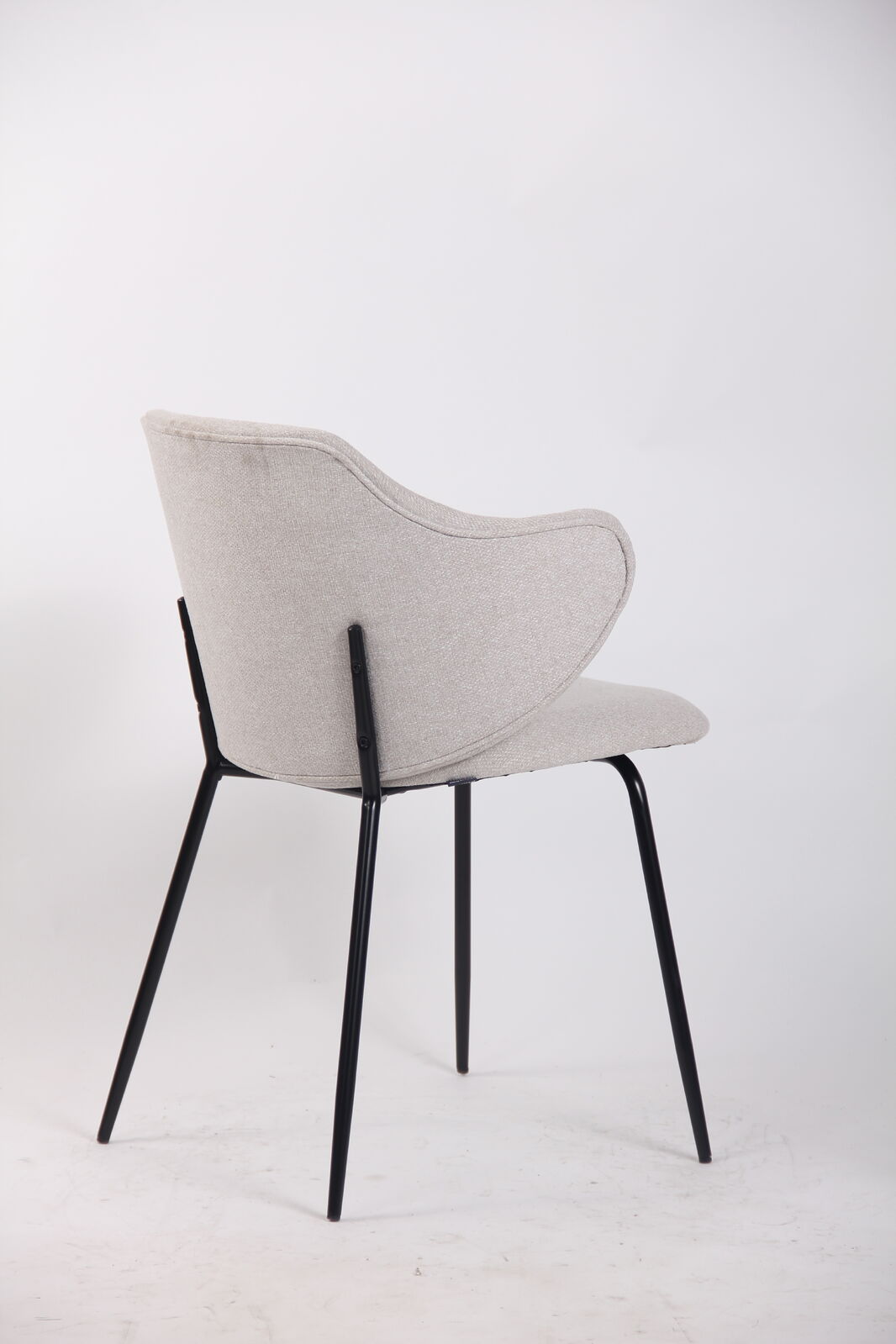 Set of 6 Dining Chairs Fabric with Metal Legs in Ivory Beige V563-68409_3X