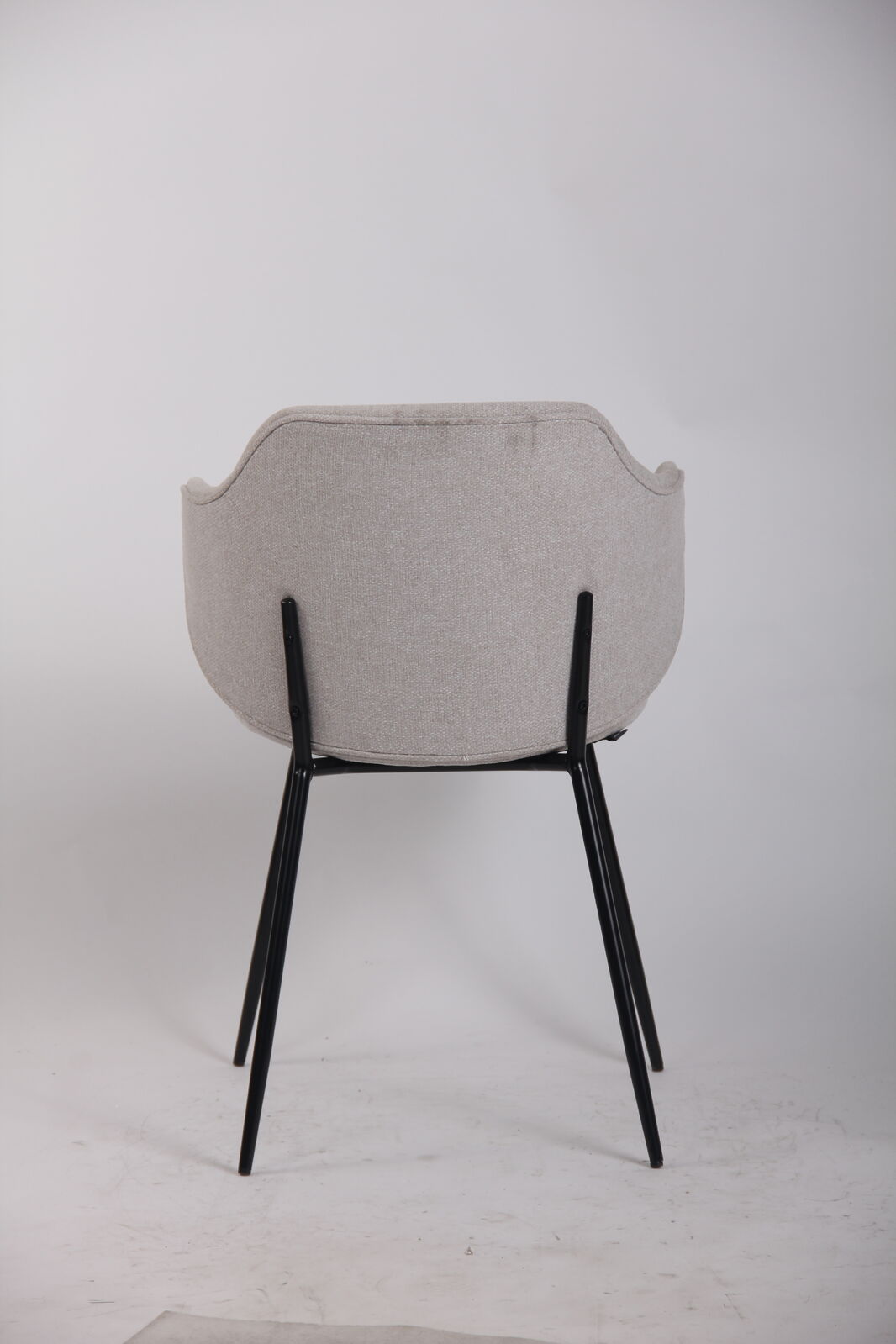 Set of 6 Dining Chairs Fabric with Metal Legs in Ivory Beige V563-68409_3X
