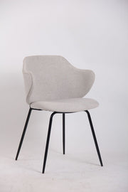 Set of 6 Dining Chairs Fabric with Metal Legs in Ivory Beige V563-68409_3X