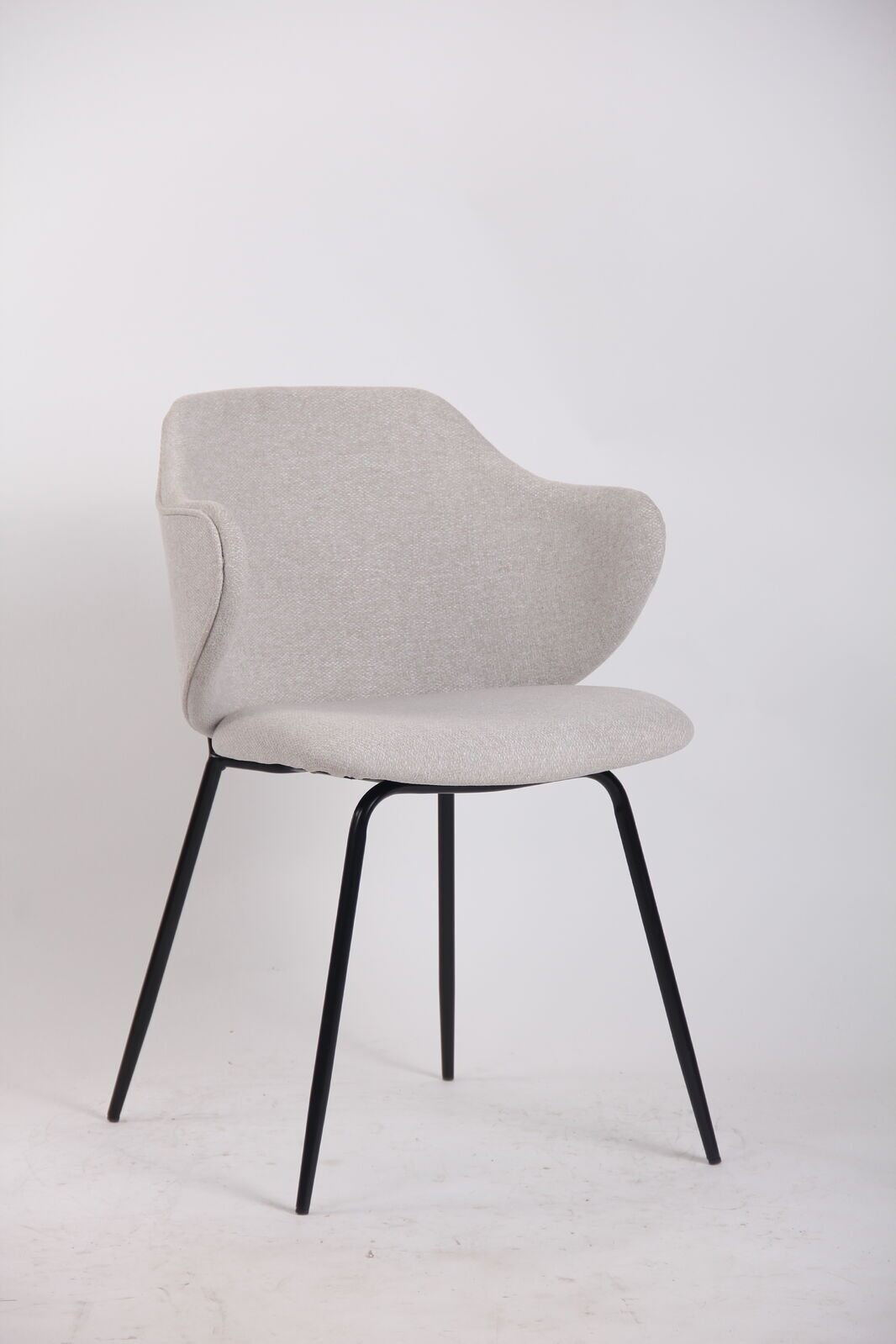 Set of 6 Dining Chairs Fabric with Metal Legs in Ivory Beige V563-68409_3X