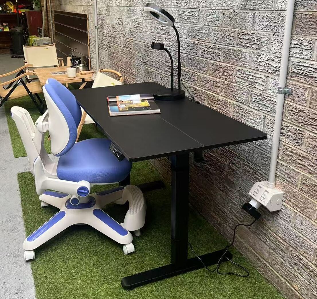 Ergonomic Kids Study Chair & Adjustable Electric Standing Desk Set - Blue Chair & Black Desk V563-68416_-68303