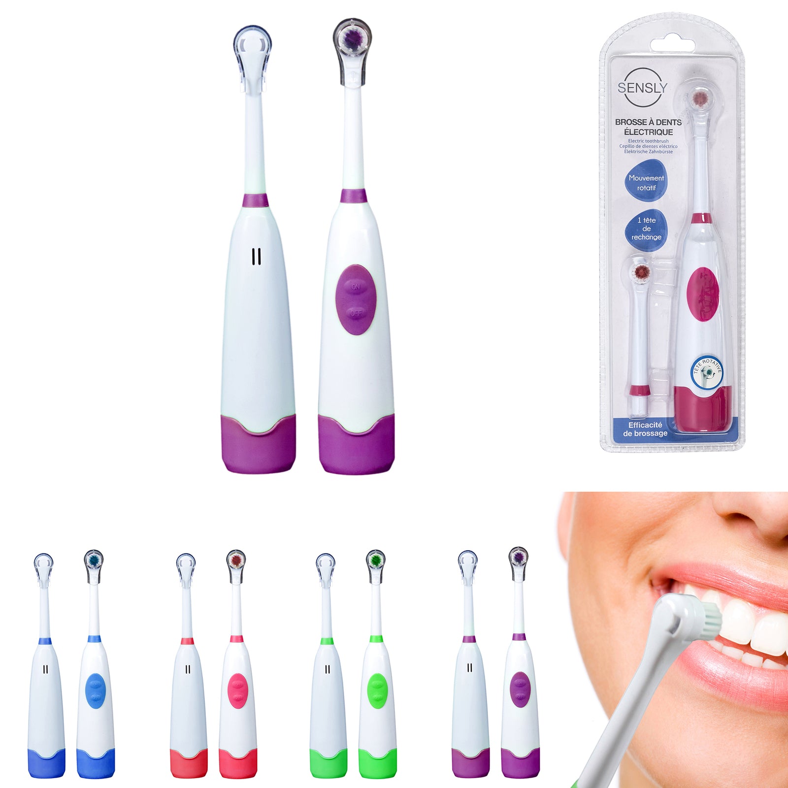 SENSLY Electric Toothbrush Dual Battery Operated Adults - Assorted Colours V563-6971188125639