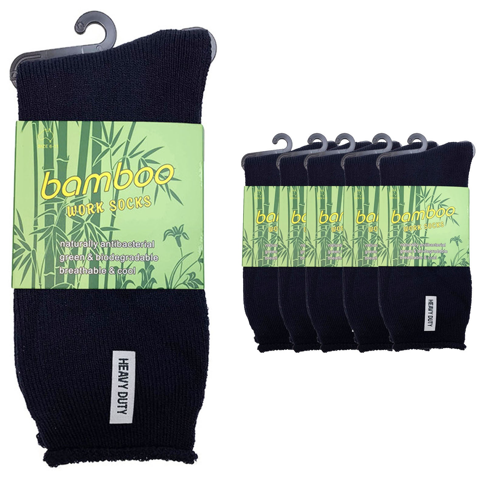 6 Pairs PREMIUM BAMBOO SOCKS Mens Heavy Duty Thick Work Socks Cushion BULK - Navy Blue - 6-11 V563-6BSOX-NVYBLU-SIZE6-11