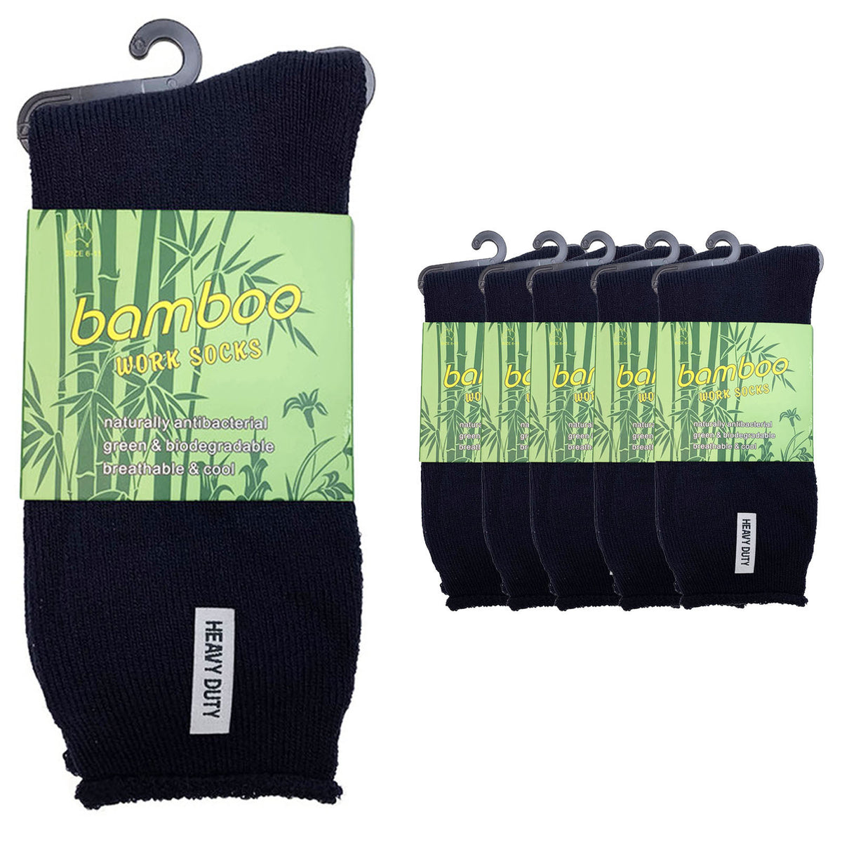 6 Pairs PREMIUM BAMBOO SOCKS Mens Heavy Duty Thick Work Socks Cushion BULK - Navy Blue - 6-11 V563-6BSOX-NVYBLU-SIZE6-11