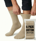 6x Pair COTTON Rich LOOSE TOP SOCKS Circulation Diabetic Comfort in Beige - 6-11 V563-6COTTONLTSOX-BGE6-11